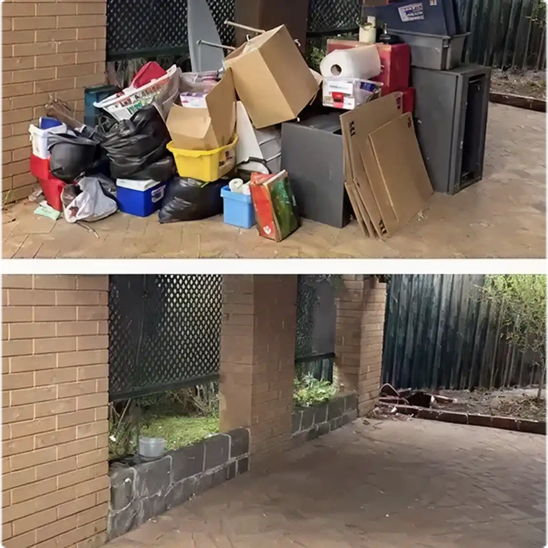 Before and After: Junk Patrols clears cluttered patio space to a clean and inviting area in Greater San Antonio.