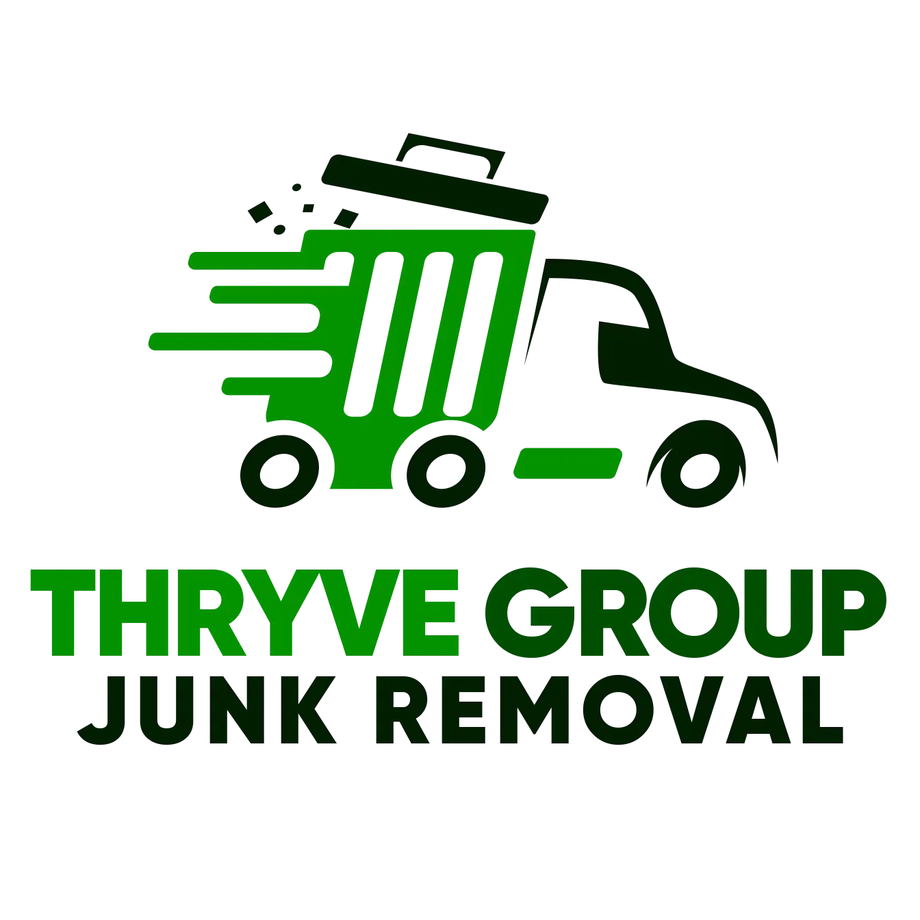 Thryve Group Junk Removal logo featuring a shovel clearing junk.