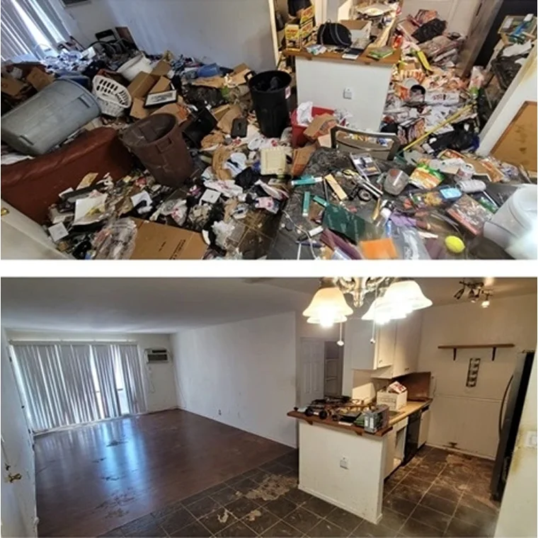 Before and After: Cluttered space cleaned.